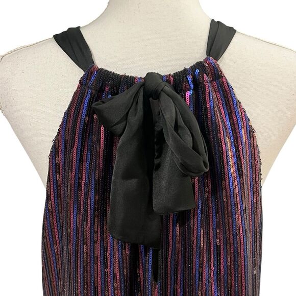 Trina Turk JuJu Sequin Dress Black Multi M Glam Party Cocktail Event Maximalist - Picture 5 of 10
